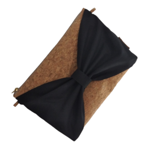 Γυναικεία τσάντα χειρός από φελλό, με μαύρο φιόγκο. Anifantou - φελλός, χειρός, βραδινές, μικρές