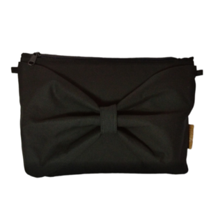 Γυναικεία τσάντα χειρός με φιόγκο, από μαύρο βαμβακερό ύφασμα. Anifantou - ύφασμα, χειρός, βραδινές, μικρές - 5