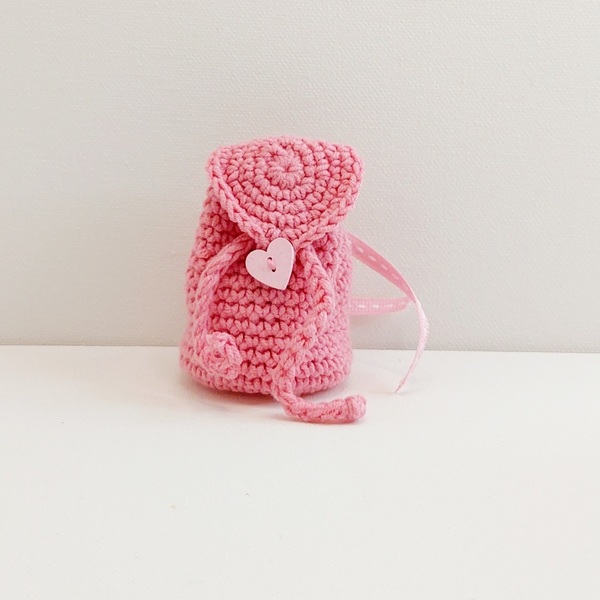 πλεκτό πορτοφόλι pink backpack με κρίκο για τα κλειδιά σας 7h × 5 εκ. - νήμα, πορτοφόλια κερμάτων