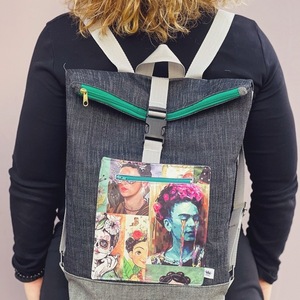 Roll top backpack με μοτίβο φρίντα - ύφασμα, πλάτης, μεγάλες, all day - 3