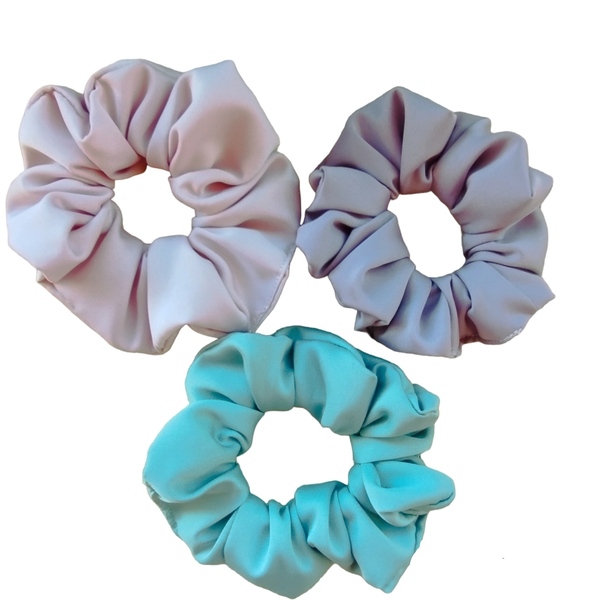 Σετ σατέν Scrunchies 3τμχ - ύφασμα, δώρα για γυναίκες - 2