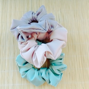Σετ σατέν Scrunchies 3τμχ - ύφασμα, δώρα για γυναίκες - 3