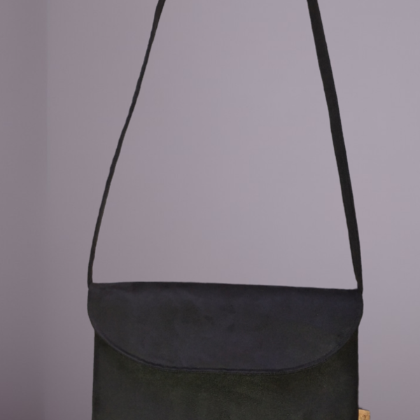 Γυναικεία τσάντα από μαύρο Σουετ. Anifantou - ύφασμα, φάκελοι, ώμου, βραδινές, μικρές - 3