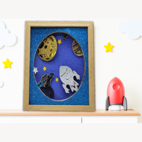 Φωτιζόμενο 3D κάδρο (shadow box) πλανήτες - χαρτί, διακοσμητικά, φωτιζόμενα κάδρα, κορνίζες - 2