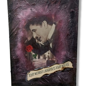 Χειροποίητο κάδρο Charlie Chaplin - πίνακες & κάδρα, τριαντάφυλλο, χειροποίητα, πίνακες ζωγραφικής