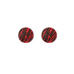 Χειροποίητα σκουλαρίκια στρογγυλά animal print απο πολυμερικό πηλό σε κόκκινο χρώμα - πηλός, καρφωτά, πολυμερικό πηλό
