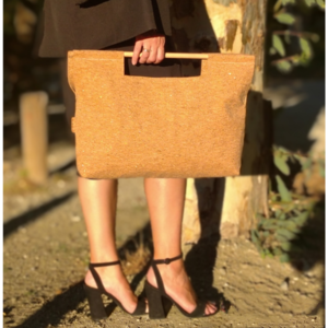 Γυναικεία χειροποίητη τσάντα. Από Φελλό και ξύλινο χερούλι. Anifantou - μεγάλες, all day, φελλός, χειρός - 2