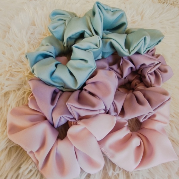 Σετ σατέν Scrunchies 3τμχ - ύφασμα, δώρα για γυναίκες - 5