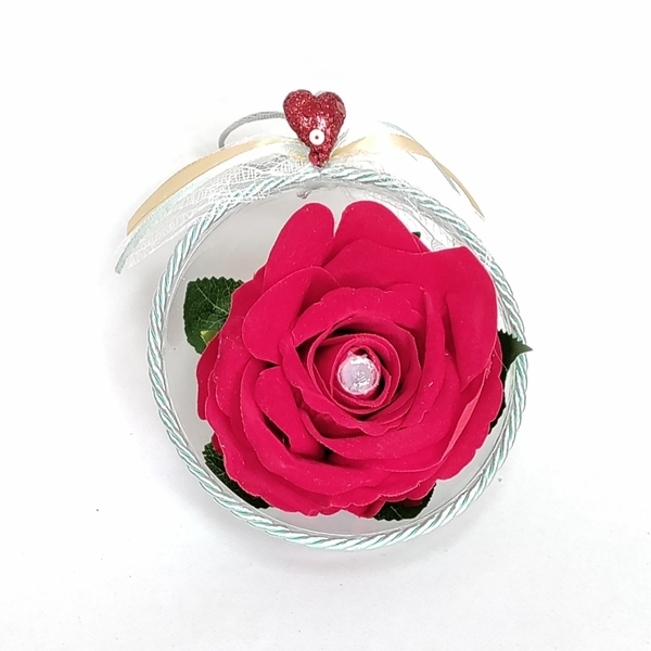 Διακοσμητική μπάλα με τριαντάφυλλο - τριαντάφυλλο, plexi glass, διακοσμητικά