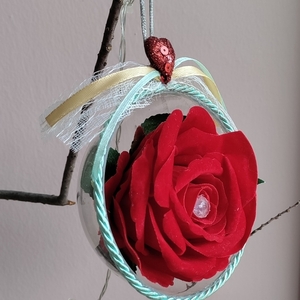 Διακοσμητική μπάλα με τριαντάφυλλο - τριαντάφυλλο, plexi glass, διακοσμητικά - 3