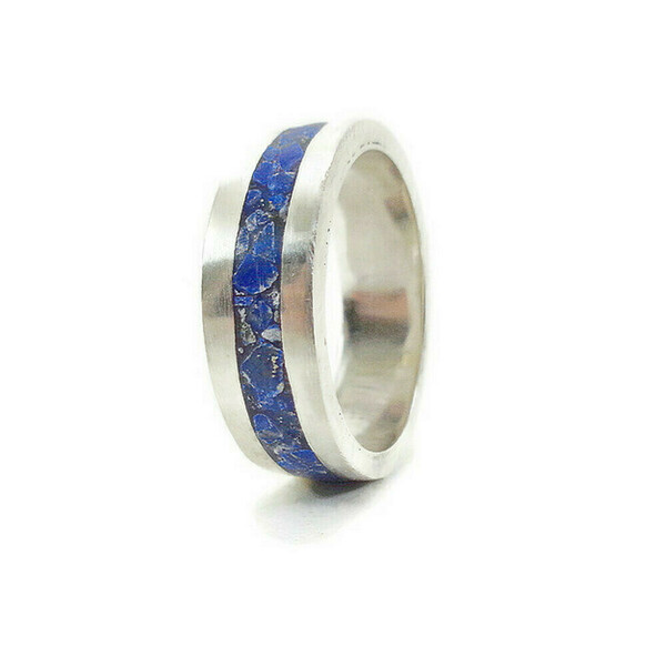 Ασημένιο Δαχτυλίδι Με inlay Lapis Lazuli - ασήμι, ημιπολύτιμες πέτρες, σταθερά, για γάμο, μεγάλα
