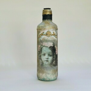 Γυάλινο διακοσμητικό μπουκάλι "Little Miss" - γυαλί, σπίτι, διακοσμητικά μπουκάλια