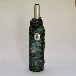 Γυάλινο Διακοσμητικό μπουκάλι "Blue Black Velvet" - γυαλί, σπίτι, διακοσμητικά μπουκάλια