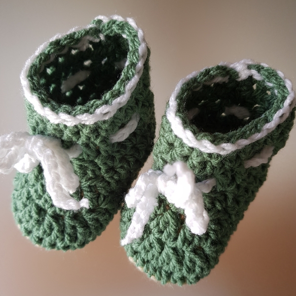 Baby booties/ Πλεκτά μποτάκια βρεφικά - crochet, ακρυλικό - 4