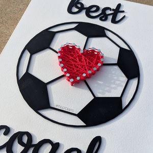 Δώρο για προπονητή ποδοσφαίρου / Κάδρο "best coach" (22x16cm) - πίνακες & κάδρα, καρδιά, ποδόσφαιρο - 2