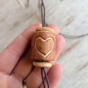 Boho μακρύ κολιέ καρδιά, ξύλο ελιας - ξύλο, καρδιά, boho, μενταγιόν - 3