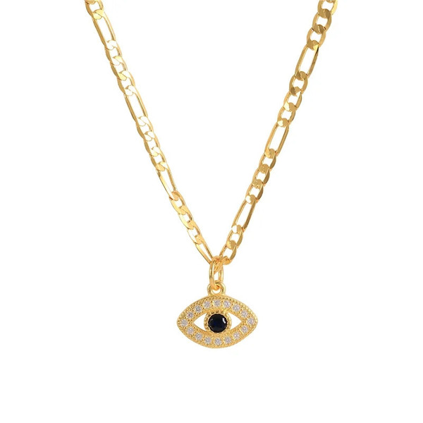 18k gold κολιέ "Olympias" - ημιπολύτιμες πέτρες, charms, επιχρυσωμένα, ασήμι 925, μάτι