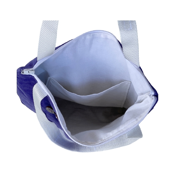 Χειροποίητη υφασμάτινη μωβ μικρή τσάντα χειρός από ύφασμα τύπου σουέτ - ύφασμα, χειροποίητα, χειρός, πάνινες τσάντες, μικρές - 4