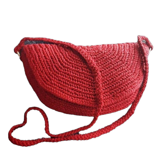 Πλεκτή κόκκινη τσάντα - νήμα, clutch, χιαστί, all day, μικρές