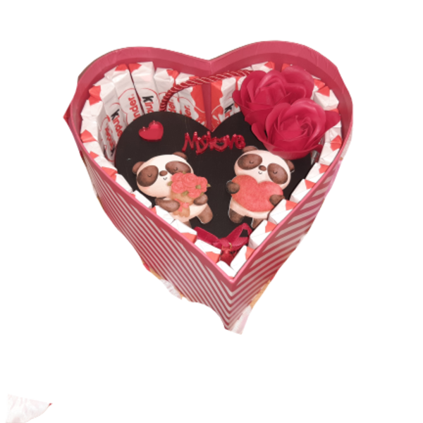 Κουτί δώρου Panda Heart - ξύλο, plexi glass, σετ δώρου