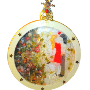 Χειροποιητο Γουρι 2024 - Ζευγαρι διπλα στο Χριστουγεννιατικο δεντρο- απο ξυλο και υγρο γυαλι - ξύλο, γυαλί, χριστουγεννιάτικα δώρα, γούρια, δέντρο - 2