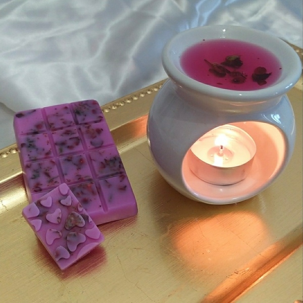 Κερί σόγιας wax melts με τριαντάφυλλα σε σχήμα σοκολάτας - αρωματικά χώρου, soy wax, wax melt liners - 2