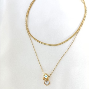 Ατσάλινο κολιέ αλυσίδα φίδι πλακε choker σε χρυσό χρώμα - αλυσίδες, μοντέρνο, κοντά, ατσάλι - 2