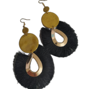 Golden Tears earrings - με φούντες, πηλός, κρεμαστά, μεγάλα, γάντζος
