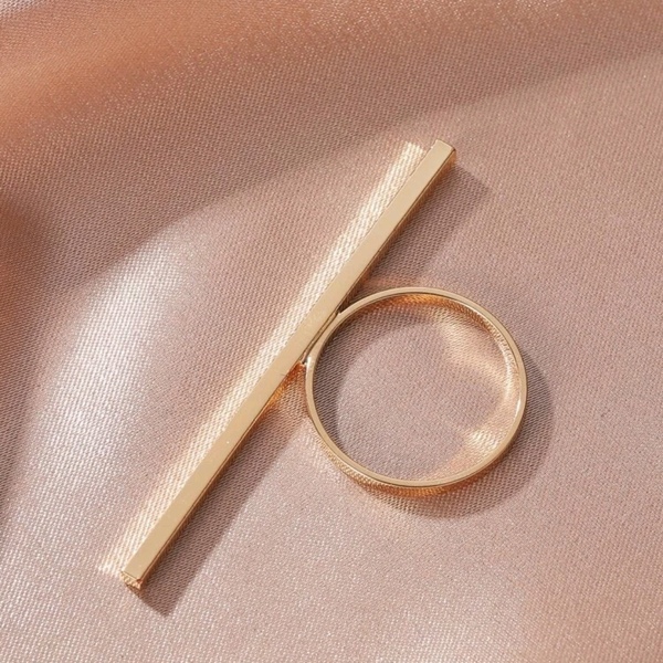 Επίχρυσο Δαχτυλίδι LINE - επιχρυσωμένα, ορείχαλκος, γεωμετρικά σχέδια, boho, φθηνά - 4