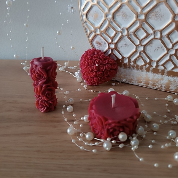 Σετ Rose Love. Φυτικό αρωματικό κερί καρύδας (98γρ) - αρωματικά κεριά, διακοσμητικά, δώρο έκπληξη, 100% φυτικό
