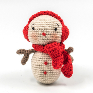 Χειροποίητο πλεκτό κουκλάκι χιονάνθρωπος ύψους 11εκ. - crochet, χειροποίητα, amigurumi, χιονάνθρωπος, δώρα για μωρά
