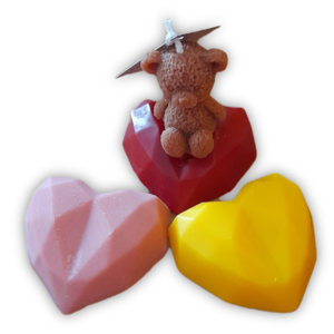 Wax Melts Σόγιας Σετ 3 Καρδιές και 1 Αρκουδάκι 90γρ Με Άρωμα Πούδρα Μωρού - κερί, αρωματικά κεριά, πρωτότυπα δώρα, 100% φυτικό