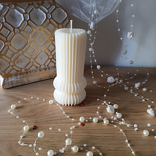 Φυτικό κερί καρύδας σε γεωμετρικό σχέδιο (180γρ) - αρωματικά κεριά, διακοσμητικά, 100% φυσικό