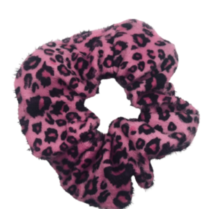 Scrunchie Λεοπάρ Φούξια - ύφασμα, χειροποίητα, λαστιχάκια μαλλιών