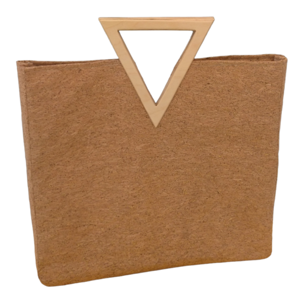 Γυναικεία τσάντα από φελλό με ξύλινο τρίγωνο χερούλι. Anifantou - μεγάλες, all day, φελλός, χειρός, tote - 5