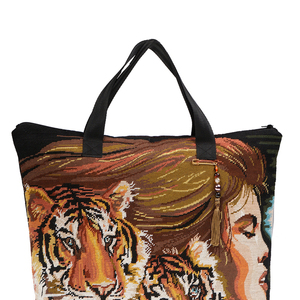 Weekend Bag Με Vintage Κέντημα τιγρης - ύφασμα, ώμου, μεγάλες, all day, tote