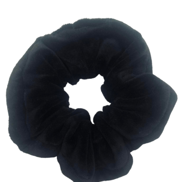 Μαύρο βελουτέ scrunchie - ύφασμα, χειροποίητα, λαστιχάκια μαλλιών, velvet scrunchies