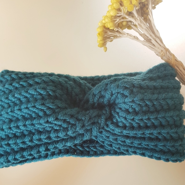 X-Twist Headband Earwarmer Crochet / Πλεκτή κορδέλα - μαλλί, ακρυλικό, headbands - 2