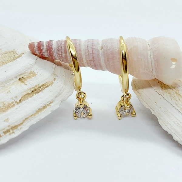 18k gold σκουλαρίκια "Dafne" - ημιπολύτιμες πέτρες, επιχρυσωμένα, ασήμι 925, κρίκοι, μικρά