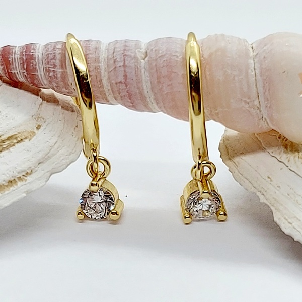 18k gold σκουλαρίκια "Dafne" - ημιπολύτιμες πέτρες, επιχρυσωμένα, ασήμι 925, κρίκοι, μικρά - 2