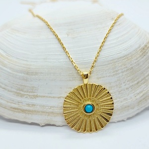 18k gold κολιέ "Danae" - ημιπολύτιμες πέτρες, charms, επιχρυσωμένα, ασήμι 925, μπλε χάντρα