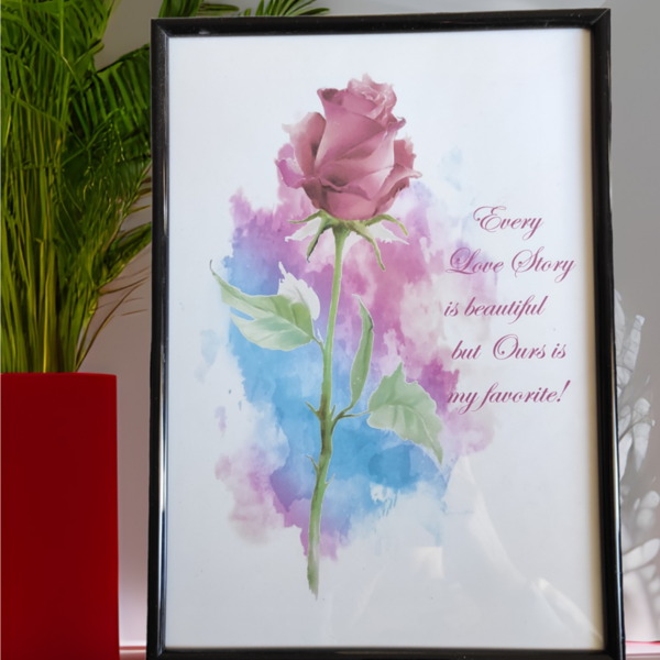 Κάδρο Αγ.Βαλεντίνου "Τριαντάφυλλο αγάπης ροζ" - πλαστικό, χαρτί, διακοσμητικά