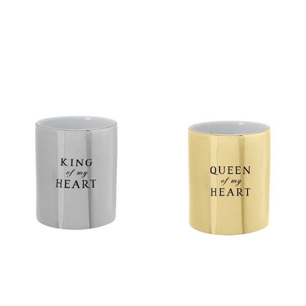 Σετ κεραμικές κούπες «queen & king of my heart» - γυαλί, βαλεντίνος, κούπες & φλυτζάνια, αγ. βαλεντίνου - 2