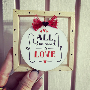 Ξύλινο Διακοσμητικό «all you need is love» - ξύλο, βαλεντίνος, διακοσμητικά, αγ. βαλεντίνου - 3