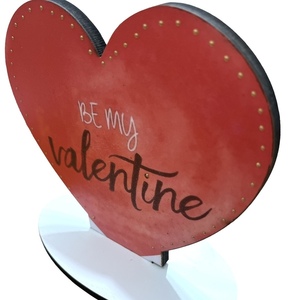 Ξύλινο Διακοσμητικό με βάση «be my Valentine» - ξύλο, βαλεντίνος, διακοσμητικά, αγ. βαλεντίνου - 2