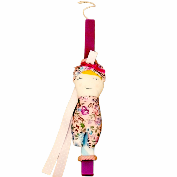 Λαμπάδα φούξια αρωματική με χειροποίητη κούκλα - κορίτσι, λαμπάδες, για μωρά - 4