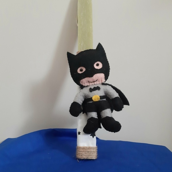 Λαμπάδα Batman με χειροποίητο κουκλάκι,30 εκατοστά,αρωματική - αγόρι, λαμπάδες, για παιδιά, σούπερ ήρωες, για μωρά - 2