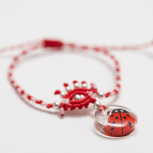 Μάρτης βραχιόλι - Μάτι με Πασχαλίτσα- Martaki Evil Eye Bracelet with ladybug - March Bracelet - ασήμι 925, μάτι, μαρτάκια, χεριού, αυξομειούμενα - 3