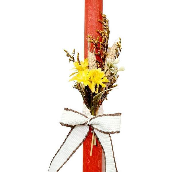 Χειροποίητη αρωματική λαμπάδα ''Flowers Time" 40 cm - λουλούδια, λαμπάδες, για ενήλικες - 2