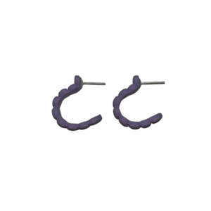 Purple Heart Hoops| Χειροποίητα καρφωτά σκουλαρίκια κρίκοι από καρδιές - πηλός, κρίκοι, ατσάλι, καρφάκι - 2